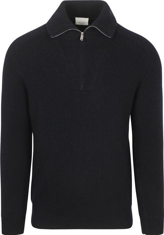 Profuomo - Zwarte Wol Half Zip Pullover - Heren - Wol