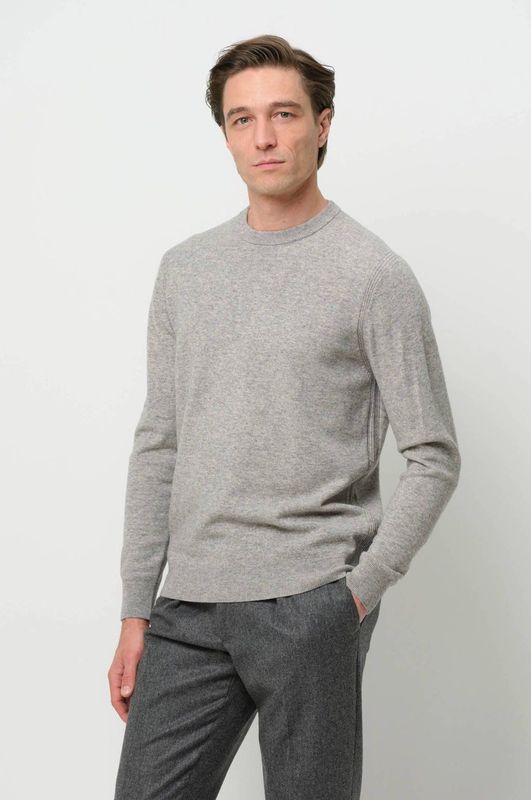 Profuomo - Gebreide Trui - Lichtgrijs - Wol