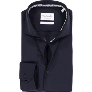 Michaelis - Slim Fit - Overhemd - Donkerblauw - Strijkvriendelijk