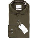 Michaelis - Slim Fit - Overhemd - Olijfgroen - Strijkvriendelijk