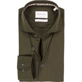 Michaelis - Slim Fit - Overhemd - Olijfgroen - Strijkvriendelijk