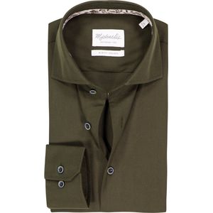 Michaelis - Slim Fit - Overhemd - Olijfgroen - Strijkvriendelijk