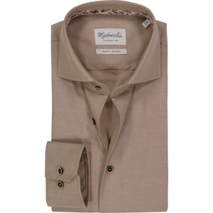 Michaelis - Slim Fit - Overhemd - Beige - Strijkvriendelijk