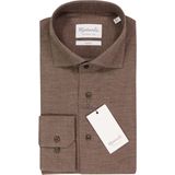 Michaelis - Slim Fit - Heren Overhemd - Bruin - Popeline
