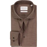 Michaelis - Slim Fit - Heren Overhemd - Bruin - Popeline