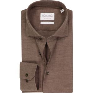 Michaelis - Slim Fit - Heren Overhemd - Bruin - Popeline