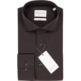 Michaelis - Slim Fit - Overhemd - Donkerbruin - Strijkvriendelijk