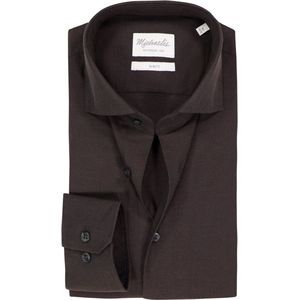 Michaelis - Slim Fit - Overhemd - Donkerbruin - Strijkvriendelijk
