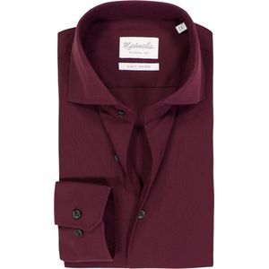 Michaelis - Slim Fit - Overhemd - Bordeauxrood Melange - Strijkvriendelijk