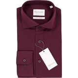 Michaelis - Slim Fit - Overhemd - Bordeauxrood Melange - Strijkvriendelijk