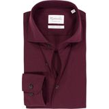 Michaelis - Slim Fit - Overhemd - Bordeauxrood Melange - Strijkvriendelijk