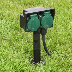 Tuincontactdoos - 2-voudig - Grondpen - 1,5 meter - Weerbestendig