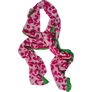 Zomersjaal panter LARISSA - Roze / Groen - Dames - Polyester