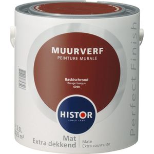 Histor Perfect Finish Muurverf Mat Baskischrood 6390 Baskischrood - 2,5 liter- Muurverf - Dekkend - Binnen - Mat -