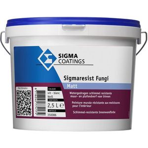 Sigma Sigmaresist Fungi Matt - Matte Schimmelwerende Muurverf 2,5 liter Kleur - Muurverf - Verfwinkel is tot 50% goedkoper