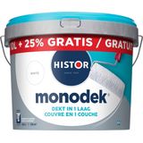 Histor Monodek Muurverf Mat - Dekt in 1 Laag - Afwasbaar - Geschikt voor Binnen - 12.5L - Wit