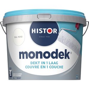 Histor Monodek Muurverf Mat - Dekt in 1 Laag - Afwasbaar - Geschikt voor Binnen - 5L - RAL 9010