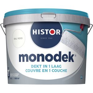 Histor Monodek Muurverf Mat - Dekt in 1 Laag - Afwasbaar - Geschikt voor Binnen - 10L - RAL 9010