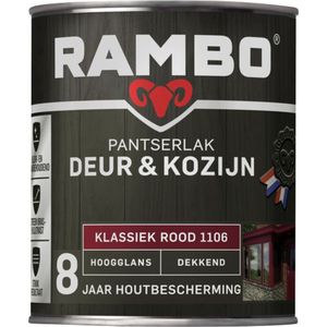 Rambo Pantserlak Deur & Kozijn Hoogglans Dekkend - Goed Reinigbaar - Klassiekrood - 0.75L