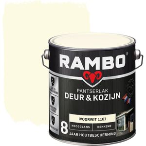 Rambo Pantserlak Deur & Kozijn Hoogglans Dekkend - Ivoorwit 2,5 liter Wit - Beitsen - Verfwinkel is tot 50% goedkoper