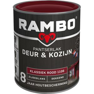 Rambo Pantserlak Deur & Kozijn Zijdeglans Dekkend - Goed Reinigbaar - Klassiek Rood - 0.75L