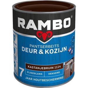Rambo Pantserbeits Deur & Kozijn Zijdeglans Dekkend - Kastanjebruin 1114 750 ml - Aflakken