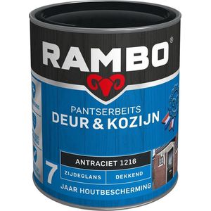 Rambo Pantserbeits Deur & Kozijn Zijdeglans Dekkend - Super Vochtregulerend - Antraciet - 0.75L