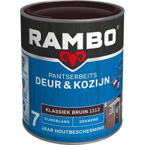 Rambo Pantserbeits Deur & Kozijn Zijdeglans Dekkend - Klassiek Bruin 1113 0,75 Liter - Aflakken - Verfwinkel is tot 50% goedkoper