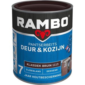 Rambo Pantserbeits Deur & Kozijn Zijdeglans Dekkend - Super Vochtregulerend - Klassiek Bruin - 0.75L