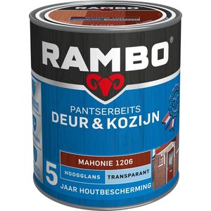 Rambo Pantserbeits Deur & Kozijn Hoogglans Transparant - Super Vochtregulerend - Mahoniehout - 0.75L