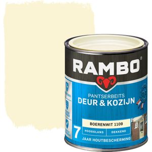Rambo Pantserbeits Deur & Kozijn Hoogglans Dekkend - Boerenwit 1109 0,75 Liter Wit - Beitsen - Verfwinkel is tot 50% goedkoper