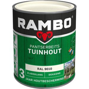 Rambo Pantserbeits Tuinhout Dekkend Zijdeglans Ral 9010 Zuiverwit 0,75l