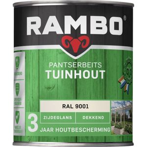 Rambo Pantserbeits Tuinhout Dekkend Zijdeglans Ral 9001 Crèmewit 0,75l