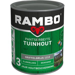 Rambo Pantserbeits Tuinhout Zijdeglans Dekkend - Gelijkmatig Vloeiend - Griffelgrijs - 0.75L