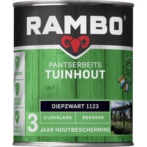 Rambo Pantserbeits Tuinhout Zijdeglans Dekkend - Gelijkmatig Vloeiend - Diepzwart - 0.75L