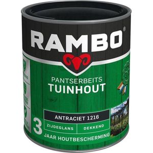 Rambo Pantserbeits Tuinhout Zijdeglans Dekkend - Gelijkmatig Vloeiend - Antraciet - 0.75L