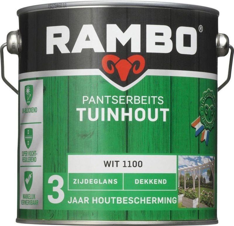 Rambo - Pantserbeits - Tuinhout - Wit - Dekkend - Zijdeglans