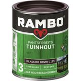 Rambo Pantserbeits Tuinhout Zijdeglans Dekkend - Gelijkmatig Vloeiend - Klassiek Bruin - 0.75L