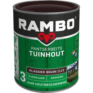 Rambo Pantserbeits Tuinhout Zijdeglans Dekkend - Gelijkmatig Vloeiend - Klassiek Bruin - 0.75L