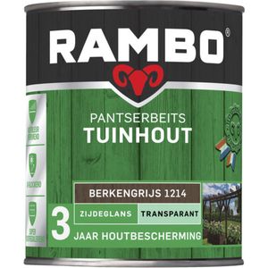 Rambo Pantserbeits Tuinhout Zijdeglans Transparant - Gelijkmatig Vloeiend - Berkengrijs - 0.75L