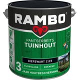Rambo Pantserbeits Tuinhout Zijdeglans Dekkend - Gelijkmatig Vloeiend - Diepzwart - 2.5L