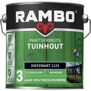 Rambo Pantserbeits Tuinhout Zijdeglans Dekkend - Gelijkmatig Vloeiend - Diepzwart - 2.5L