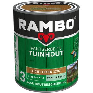 Rambo Pantserbeits Tuinhout Zijdeglans Transparant - Gelijkmatig Vloeiend - Licht Eiken - 0.75L