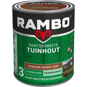 Rambo Pantserbeits Tuinhout Zijdeglans Transparant - Gelijkmatig Vloeiend - Donker Eiken - 0.75L