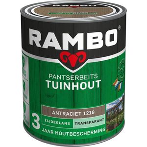 Rambo Pantserbeits Tuinhout Transparant Zijdeglans 1218 Antraciet 0,75 Ltr | Beits