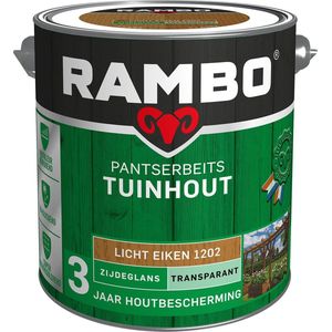 Rambo Pantserbeits Tuinhout Zijdeglans Transparant Lichteiken 1202Transparante beits 2,5 LTR