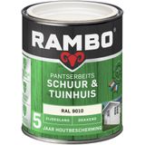 Rambo Pantserbeits Schuur & Tuinhuis Dekkend Zijdeglans Ral 9010 Zuiverwit 0,75 Ltr