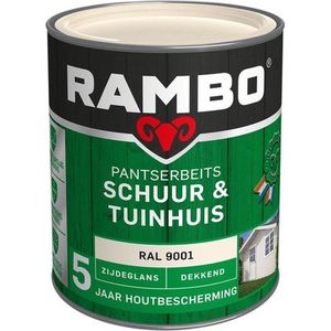 Rambo Pantserbeits Schuur & Tuinhuis Dekkend Zijdeglans Ral 9001 Crèmewit 0,75 Ltr