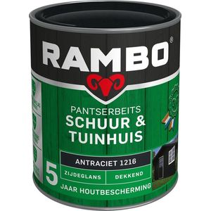 Rambo Pantserbeits Schuur&Tuinhuis Zijdeglans Dekkend Antraciet 1216Dekkende beits 750 ML