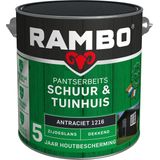 Rambo Pantserbeits Schuur & Tuinhuis Zijdeglans Dekkend - Makkelijk Verwerkbaar - Antraciet - 2.5L
